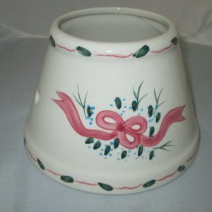 5/$30 Pink Ribbons Bow Green Leaves Jar Candle Topper Excellent shape